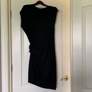 Helmut Lang Sonar Wool Asymmetrical Black Dress